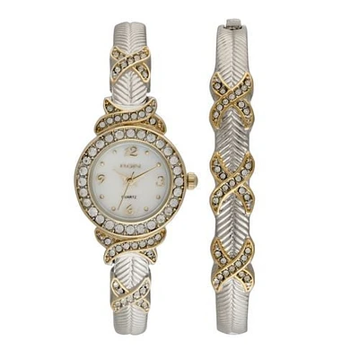Elgin - Montre avec bracelet rigide au ton argent pour femme