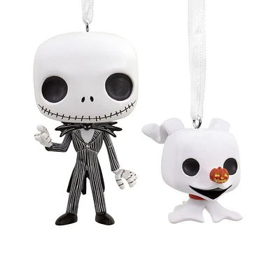 Hallmark Christmas Ornaments (Disney Tim Burton's The Nightmare Before Christmas Jack Skellington and Zero Funko POP!), Set of 2