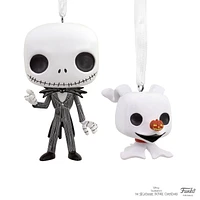 Hallmark Christmas Ornaments (Disney Tim Burton's The Nightmare Before Christmas Jack Skellington and Zero Funko POP!), Set of 2