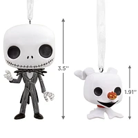 Hallmark Christmas Ornaments (Disney Tim Burton's The Nightmare Before Christmas Jack Skellington and Zero Funko POP!), Set of 2