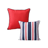 2-Pack Indoor/Outdoor Decorative Pillows, Red Stripe 18" x 18"