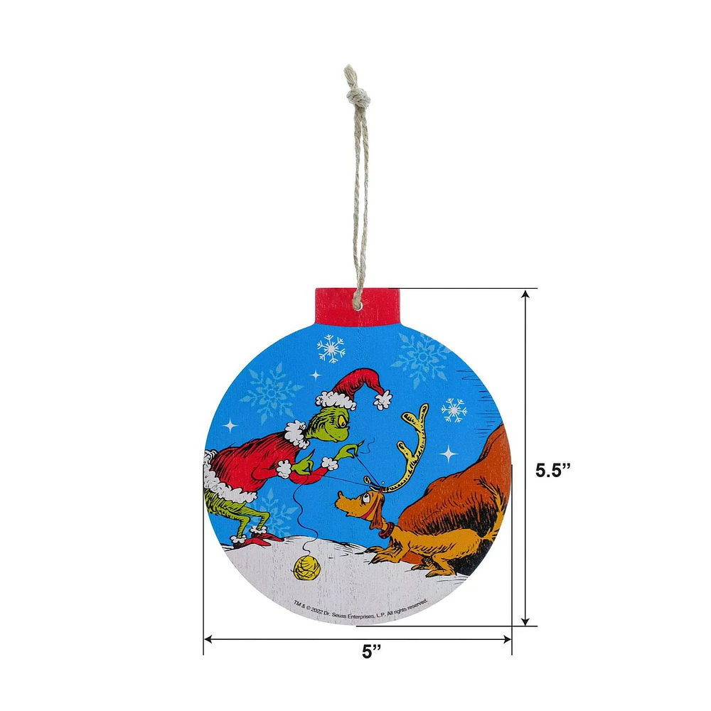 Dr. Seuss' The Grinch Who Stole Christmas Round Ornament Sign - MDF, 5.5 inches Tall