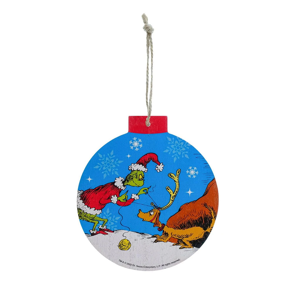 Dr. Seuss' The Grinch Who Stole Christmas Round Ornament Sign - MDF, 5.5 inches Tall