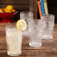 The Pioneer Woman 16-Ounce Emboss Glass Tumblers