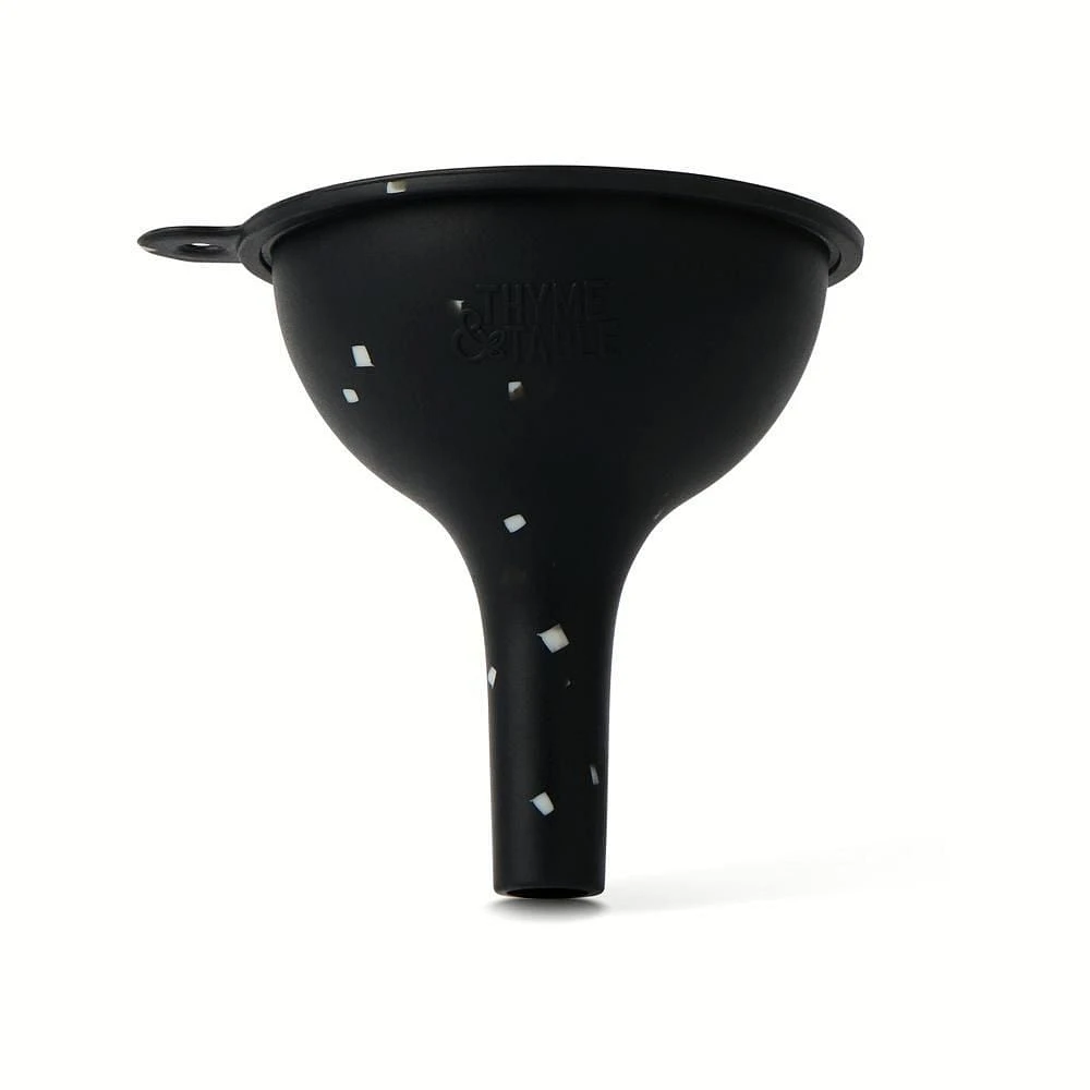 Thyme & Table Mini Silicone Funnel, Black with Cream Dots, Funnel