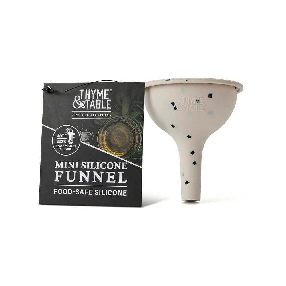 Thyme & Table Mini Silicone Funnel, Cream and Black Dots, Funnel