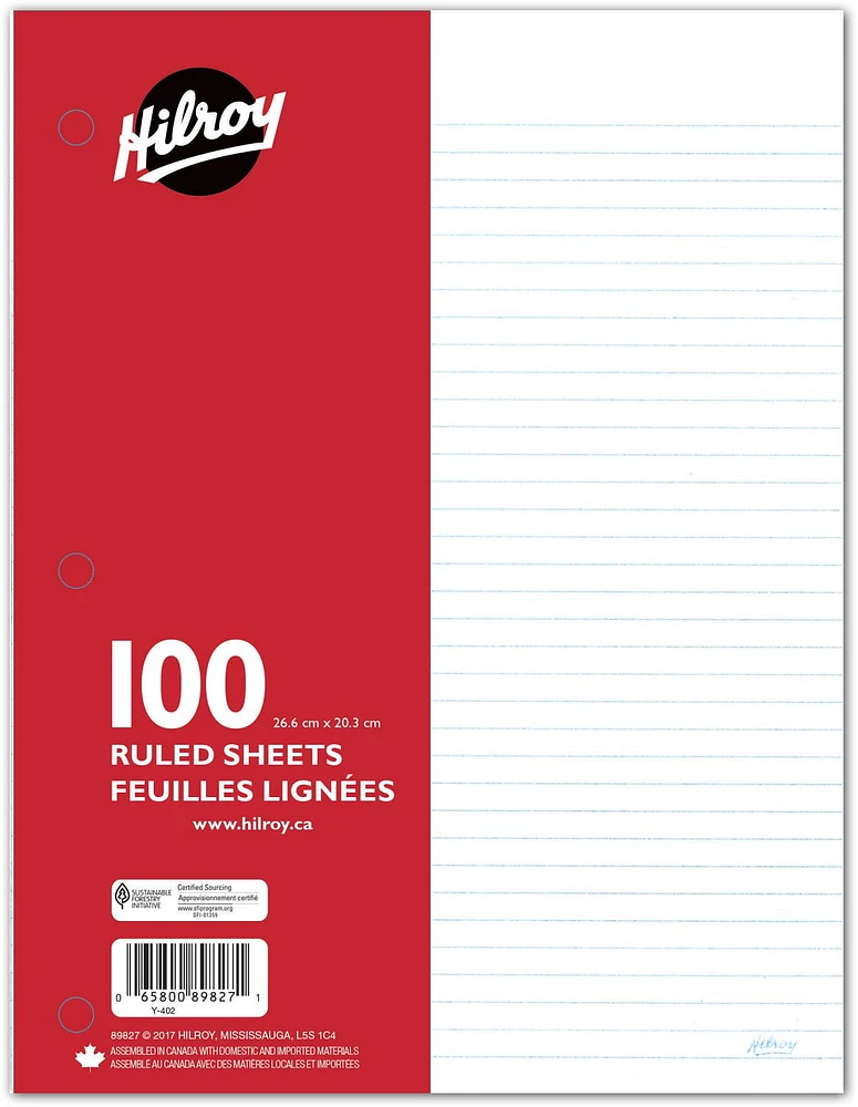 Hilroy Refill Paper 3 hole punched 7 mm ruled white paper.