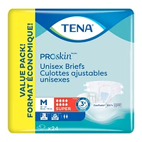 TENA PROskin Unisex Incontinence Briefs, Medium, 24 Count, 24 count
