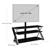 Whalen Xavier 3-in-1 TV Stand for TVs up to 70", 3 Display Options for Flat Screens