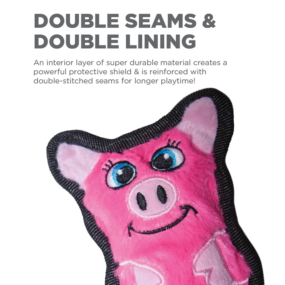 Outward Hound Durable Plush Squeak Dog Toy Invincibles Mini Pig, Durable