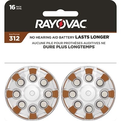 Rayovac Size 312 Hearing Aid Batteries (16 Pack), Size 312 Batteries