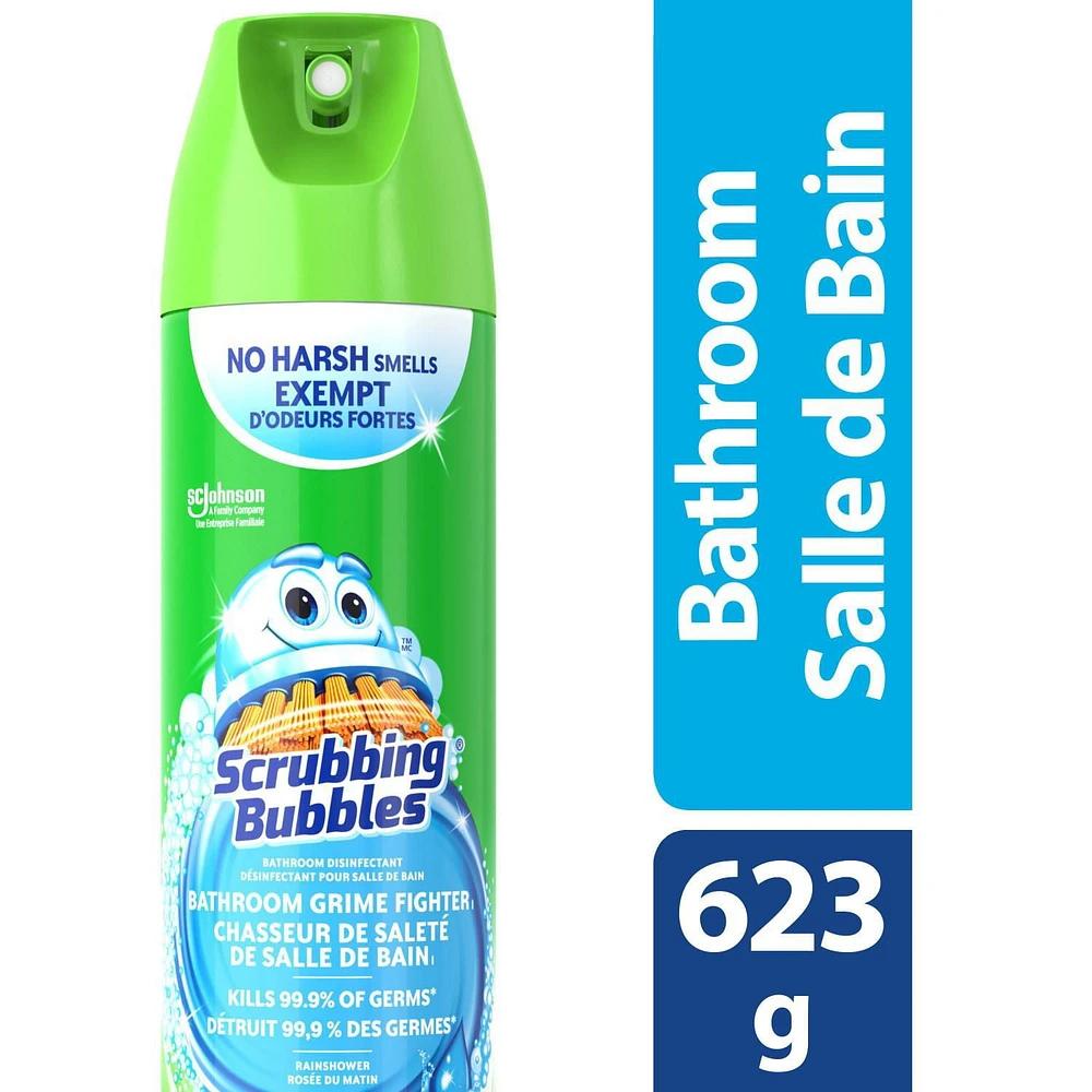 Scrubbing Bubbles Désinfectant Chasseur de saleté de salle de bain, Détruit les germes dans les baignoires, sur les murs de douche et bien plus, parfum Rosée du matin, 623g
