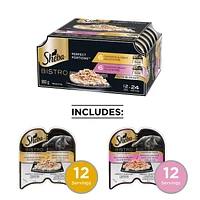 Sheba Bistro Perfect Portions, Chicken in Alfredo Sauce & Salmon in Creamy Sauce Adult Wet Cat Food Cuts in Gravy Variety Pack, 12x75g