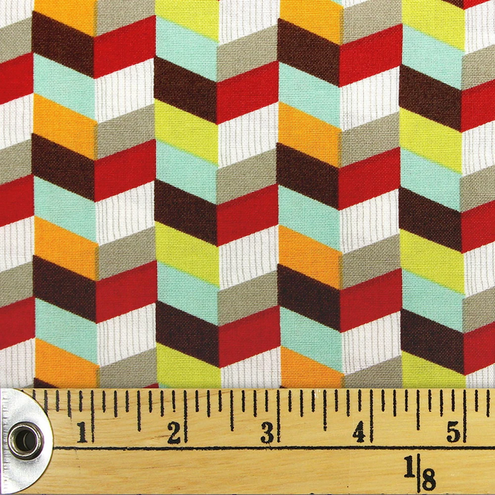 Fabric Creations Colourful Checkered Chevrons Fat Quarter Pre-Cut Fabric - 18" x 21" / 45cm x 53cm, 18" x 21" / 45cm x 53cm