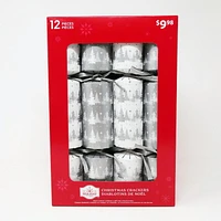 HOLIDAY TIME 12PK X 11" FAMILY CHRISTMAS CRACKERS, SILVER TREES PATTERN, 12PK FAM CRA SILVER