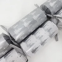 HOLIDAY TIME 12PK X 11" FAMILY CHRISTMAS CRACKERS, SILVER TREES PATTERN, 12PK FAM CRA SILVER