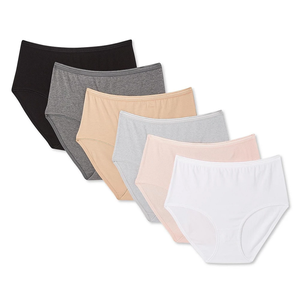 Lot de 6 culottes côtelées George pour femmes Tailles P–2XL