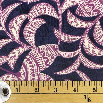 Fabric Creations Black with Purple Boho Leaves Fat Quarter Pre-Cut Fabric - 18" x 21" / 45cm x 53cm, 18" x 21" / 45cm x 53cm