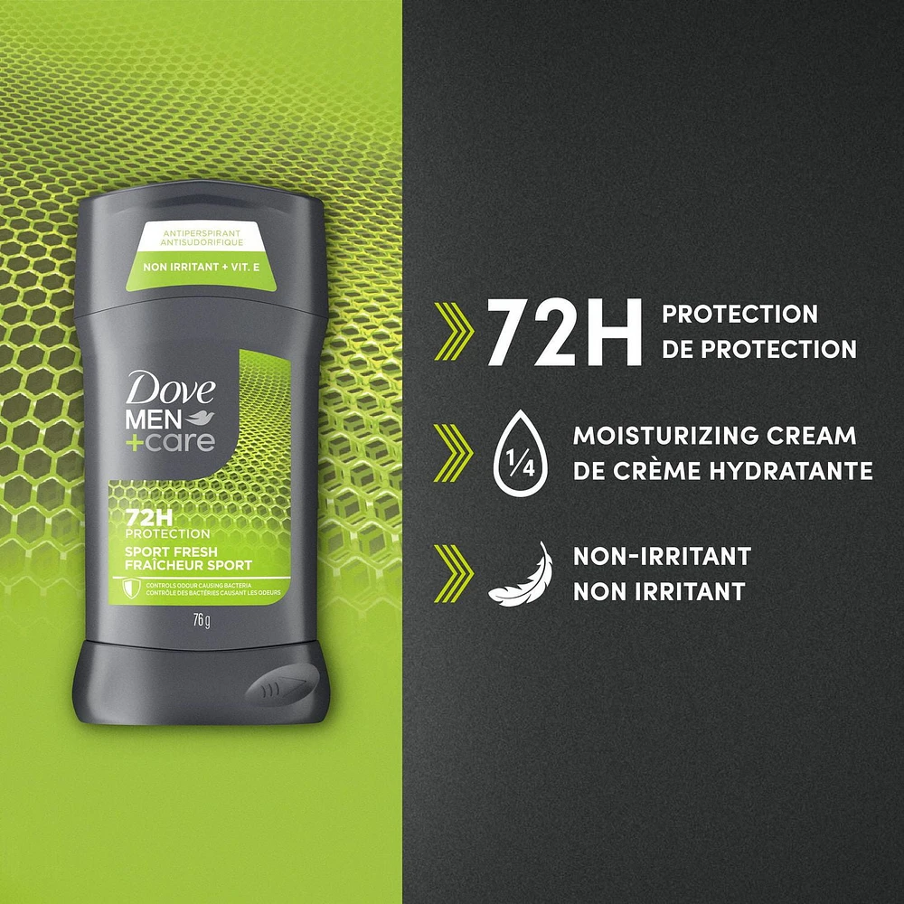 Dove Men+Care Antisudorifique en Bâton pour 72 h de protection contre la transpiration et les odeurs Sport Fresh avec vitamine E 76g