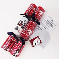 HOLIDAY TIME 12PK X 12" PREMIUM CHRISTMAS CRACKERS, WINTER CABIN AND TARTAN PATTERN