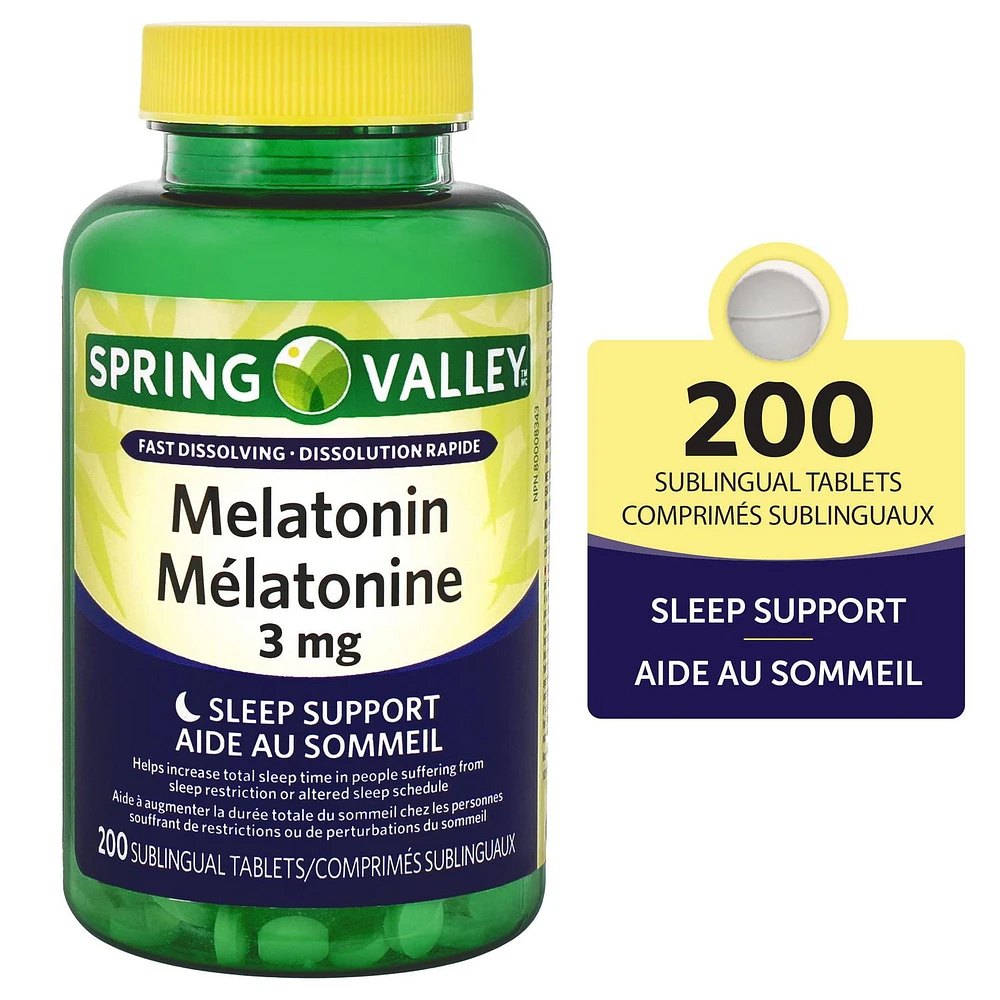 Spring Valley Melatonin 3mg, 200 Sublingual Tablets