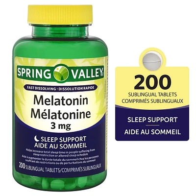 Spring Valley Melatonin 3mg, 200 Sublingual Tablets