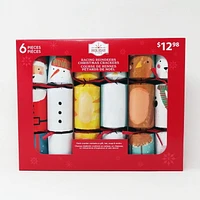 HOLIDAY TIME 6PK X 9.5" FUN RACING CRACKERS, CHRISTMAS CHARACTERS PATTERN, 6PK FUN CRACKER