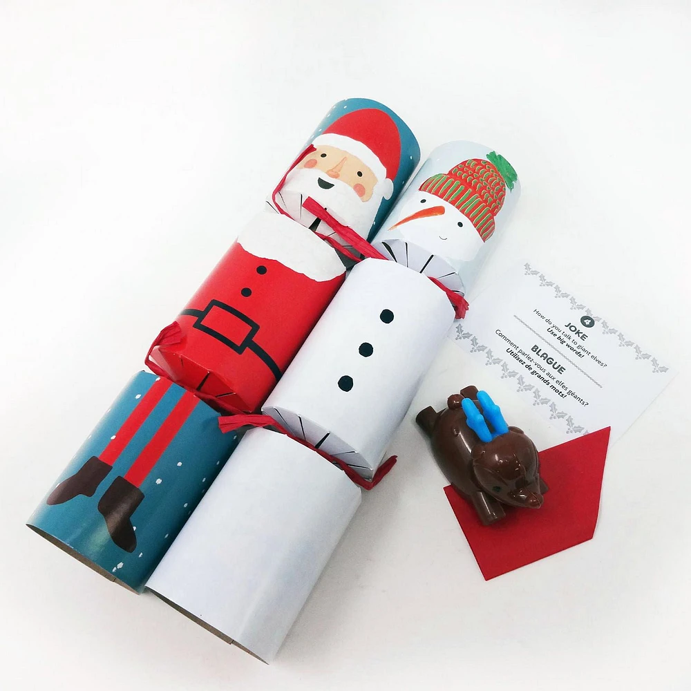 HOLIDAY TIME 6PK X 9.5" FUN RACING CRACKERS, CHRISTMAS CHARACTERS PATTERN, 6PK FUN CRACKER