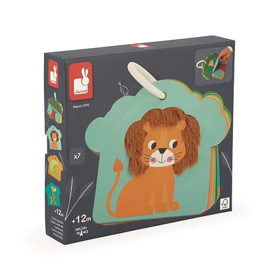 Janod Savannah Tactile Cards Set - 12 months to 3 years old - 7 cards.