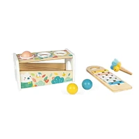 Pure Collection Tap Tap Xylo - Wooden Skill Game for Toddlers, 2-in-1 Xylophone and Hammer Toy, Educational and Fun