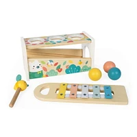 Pure Collection Tap Tap Xylo - Wooden Skill Game for Toddlers, 2-in-1 Xylophone and Hammer Toy, Educational and Fun