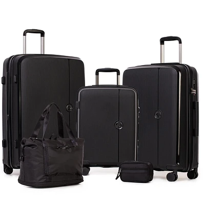 Ensemble de 5 Pièces Valises Rigides: Valise de 28 po, Valise de 24 po, Valise de Cabine de 20 po, Trousse de Toilette et Sac Extensible