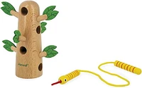 Janod - Arbre tropical à lacets Tropik - Jouet en bois pour l'apprentissage précoce - Jouet éducatif : Développe la motricité fine et la concentration - Peinture à base d'eau - À partir de 18 mois.