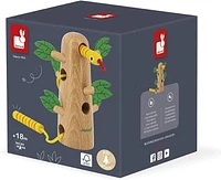 Janod - Arbre tropical à lacets Tropik - Jouet en bois pour l'apprentissage précoce - Jouet éducatif : Développe la motricité fine et la concentration - Peinture à base d'eau - À partir de 18 mois.