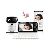Moniteur bébé Motorola PIP1610 Connect Wi-Fi HD motorisé - Blanc