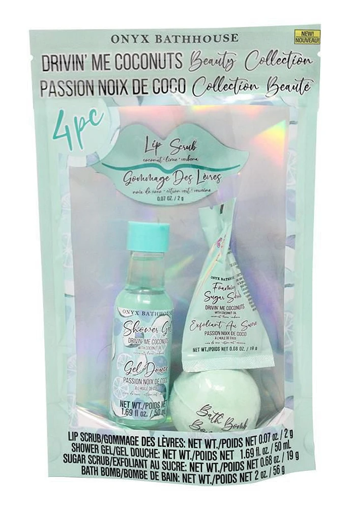 Onyx Drivn’ Me Coconuts Beauty Collection – Coconut, Lime and Verbena, 4 PCs