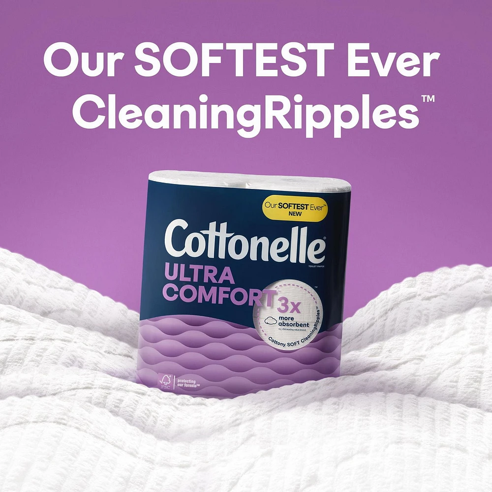 Papier hygiénique Cottonelle Ultra Comfort, papier hygiénique robuste, 12 méga rouleaux (12 méga rouleaux = 48 rouleaux ordinaires), 244 feuilles par rouleau