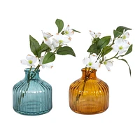 hometrends Benning Dogwood in Blue Vase