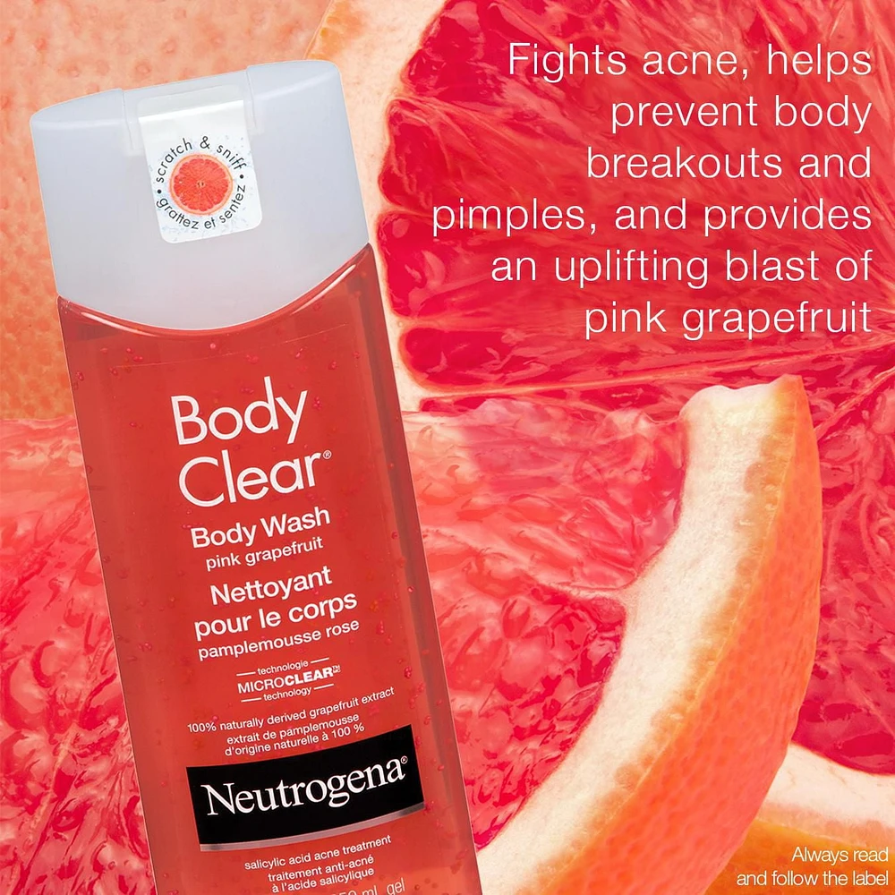 Nettoyant pour le corps Neutrogena Body Clear - dose maximale d’acide salicylique, vitamine C - sans huile - arôme de pamplemousse rose 250 ml