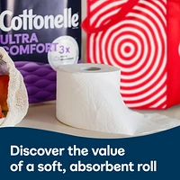 Papier hygiénique Cottonelle Ultra Comfort, papier hygiénique robuste, 12 méga rouleaux (12 méga rouleaux = 48 rouleaux ordinaires), 244 feuilles par rouleau