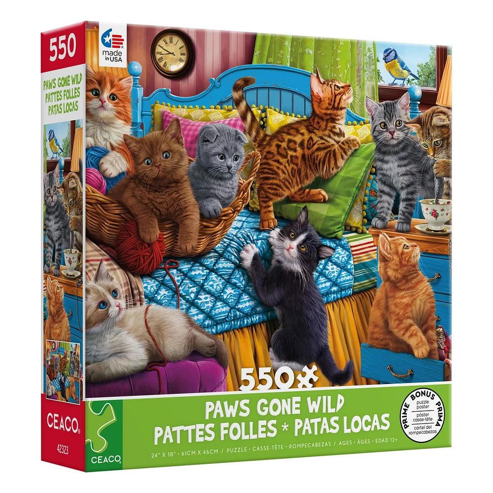 PAWS GONE WILD - CUTE KITTENS - 550 PIECE PUZZLE