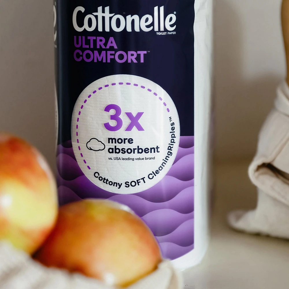 Papier hygiénique Cottonelle Ultra Comfort, papier hygiénique robuste, 12 méga rouleaux (12 méga rouleaux = 48 rouleaux ordinaires), 244 feuilles par rouleau