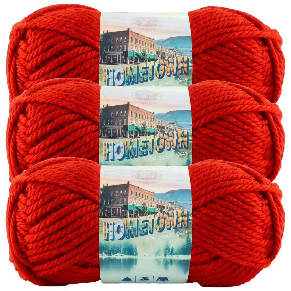 Lion Brand Hometown® Yarn  #6 Super Bulky/ Chunky Yarn 142g/74 m 3-Pack