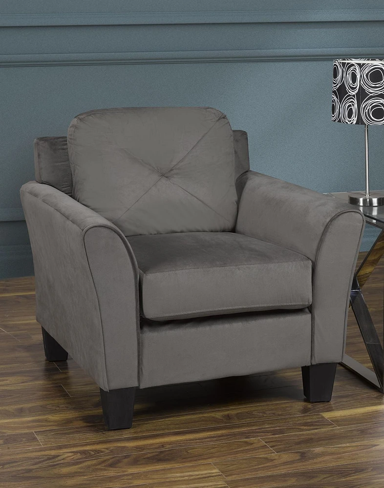 K-LIVING SAMARA MICROSUEDE KD STATIONARY CHAIR IN GREY