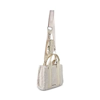 Faux Sherl Mini Tote, Cream Faux Sherl Mini Tote