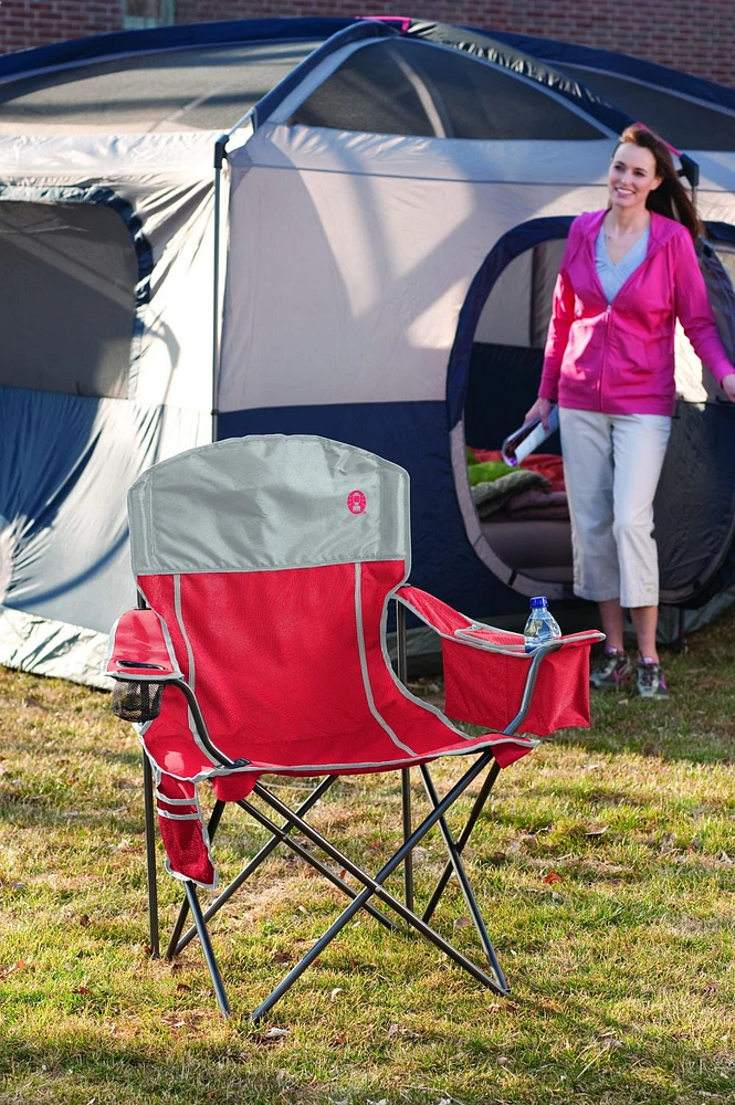 Coleman Cooler Quad Chair, Red-Grey