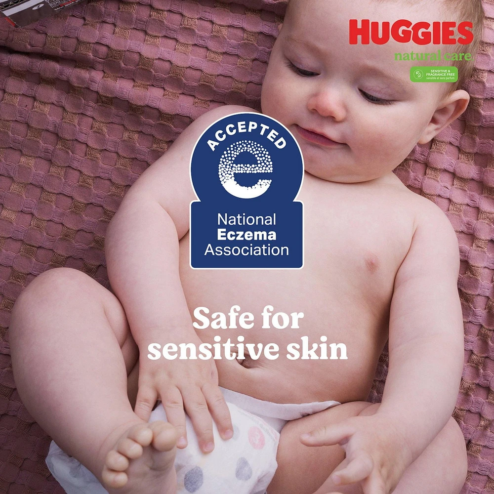 Lingettes pour bébés Huggies Natural Care pour peau sensible, NON PARFUMÉES, 1 emballage souple, total de 16 lingettes Huggies Natural Care Sensible 16 lingettes