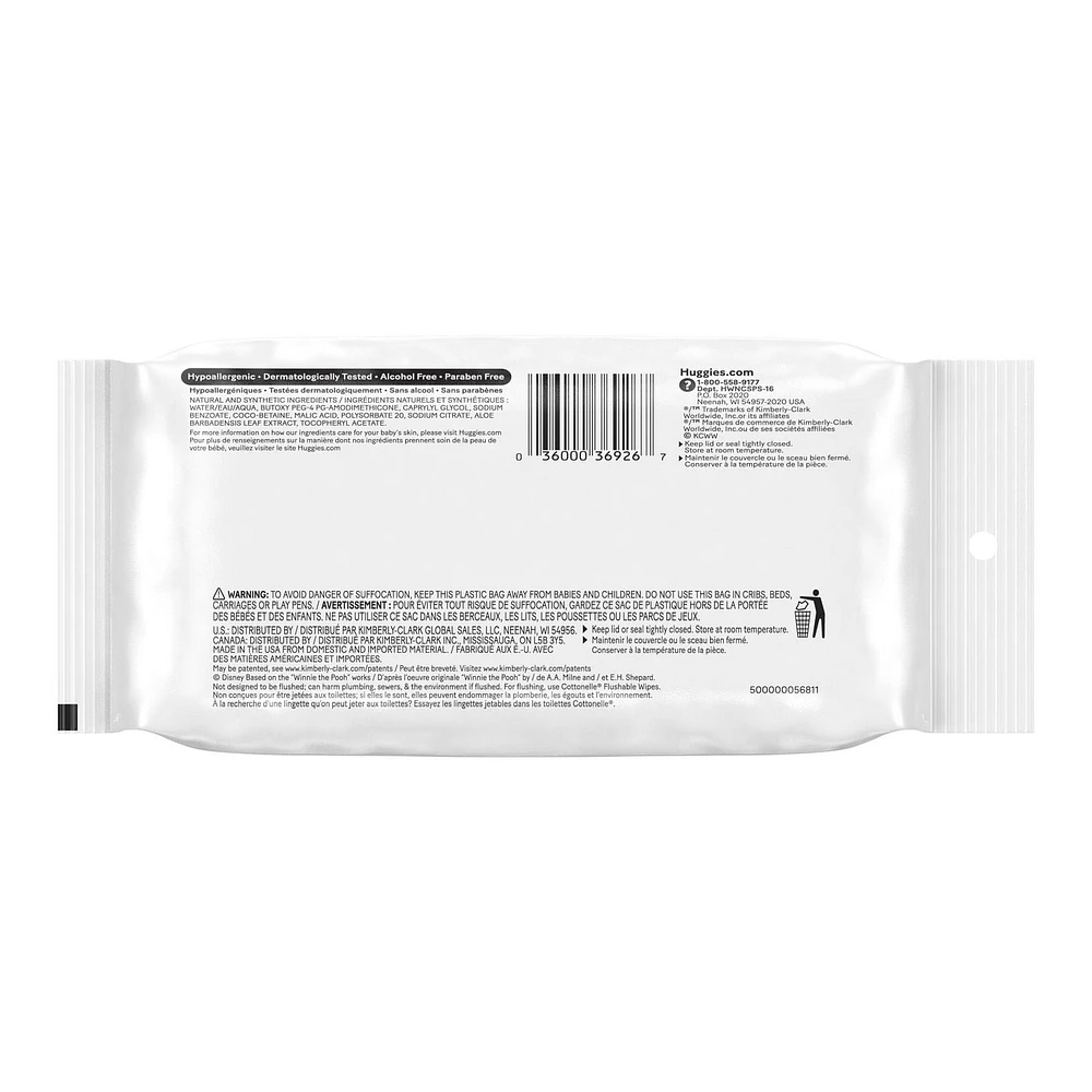 Lingettes pour bébés Huggies Natural Care pour peau sensible, NON PARFUMÉES, 1 emballage souple, total de 16 lingettes Huggies Natural Care Sensible 16 lingettes