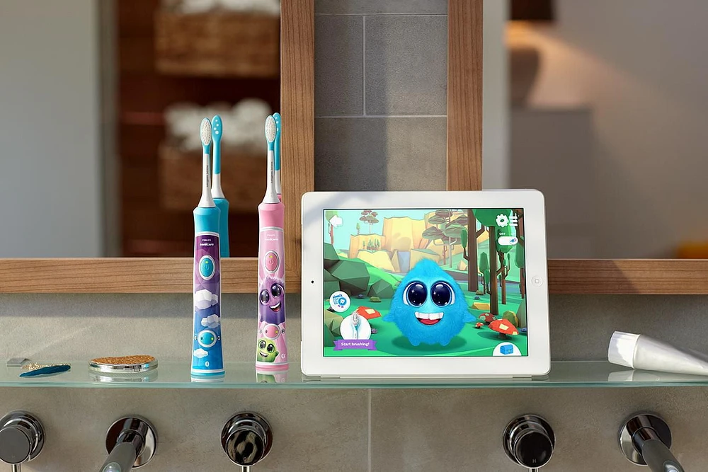 Philips Sonicare pour Enfants, Bluetooth Connectée, Brosse à Dents Électrique, Bleue, HX6321/02 Brossage efficace et amusant