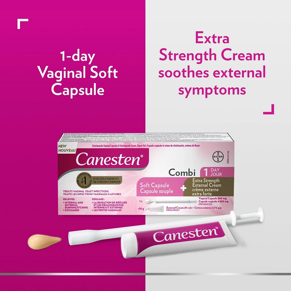 Canesten® Combi Capsule souple 1 jour contre les infections à levures et crème externe extra forte 1 traitement